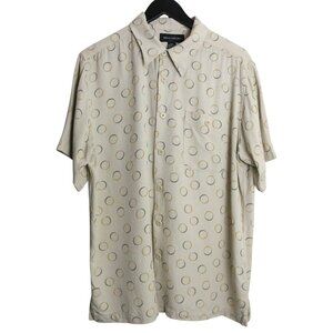 Vintage Silk Wayne Gretsky Button Down Short Sleeve Collared Shirt Size Large